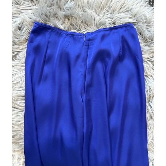 Women’s Blue Satin Back Zip Flared Palazzo Pants Size Small‎ NEW - Picture 3 of 3